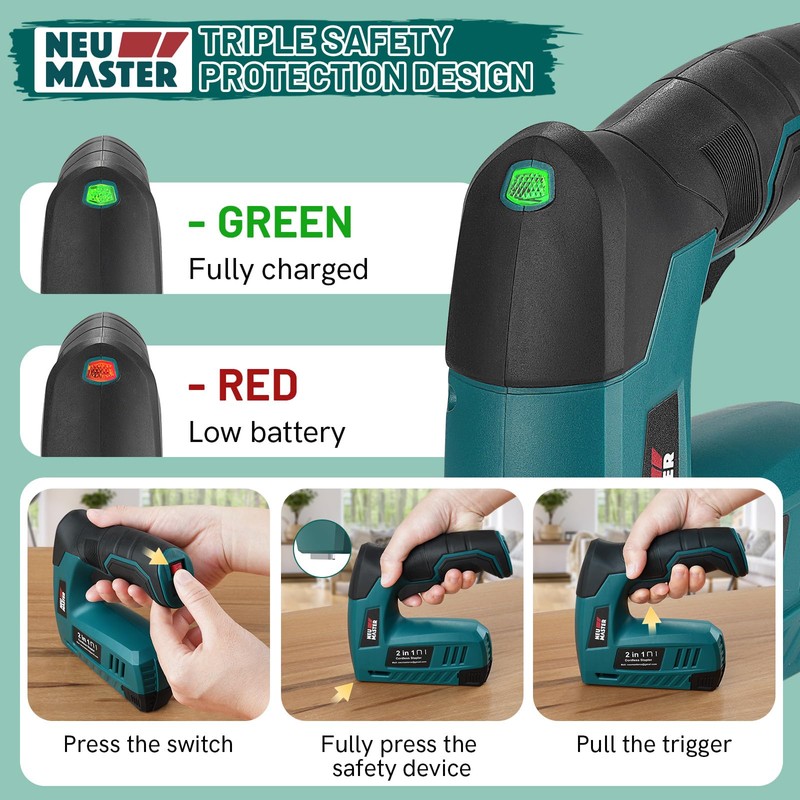 NEU MASTER Electric Staple Gun, 2 in 1 Cordless Brad