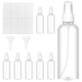 Uootach SET di 8 100ML Spruzzino piccolo, Spruzzino Nebulizzatore Bottiglie, con 8 etichette e 2 imbuti, Portatile Bottiglia ricaricabile per i viaggi, Ideale per profumi, disinfezione, oli