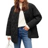 Flygo Women's Oversized Quilted Lightweight Jacket Button Down Puffer Padded