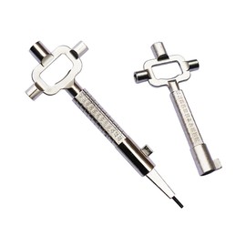 Abiyou Pack of 2 Universal Construction Keys, Zinc Alloy Architect Keys, Construction Site Keys with Measuring Gauge, Multifunctional Construction Key, Building Universal Keys, for Architects (Silver)