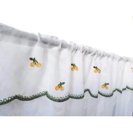 Householdfurnishing Embroidered Kitchen Window Pair Curtains Set Rod Pocket with Attached Valance & Tiebacks (Yellow White, W 48 x L 48 Inch)