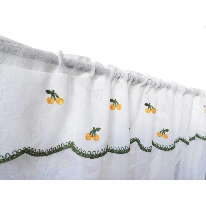 Householdfurnishing Embroidered Kitchen Window Pair Curtains Set Rod Pocket with