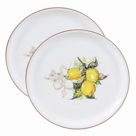 Lorren Home Trends 2 Piece Round 12" Pizza-Serving Platters, Lemon Design