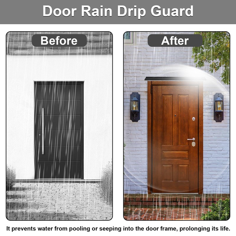 40 Inch Door Rain Drip Guard, Aluminum Rain Top Drip