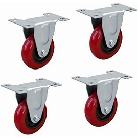 POWERTEC 3 Inch Fixed Caster Wheels with 640 lbs Loads, Heavy Duty Plate Casters, Rigid Fixed Rubber Castor Wheels for Furniture, Cart, Dolly and Workbenches (17207)