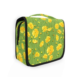 senya Hanging Travel Toiletry Bag Yellow Buttercups Bright Kit Makeup Case Cosmetics Organizer for Men Women, Yellow Buttercups Bright, one size