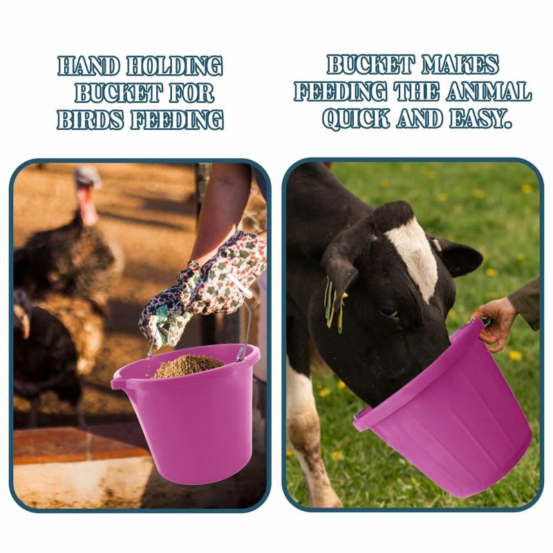 (Set of 3) Pink Plastic Builders Bucket 3 Gallon 14