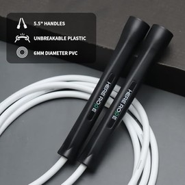 Hererope - Cuerdas de PVC de 6 mm para fitness, boxeo, velocidad, trucos, entrenamiento, cardio, cuerda de saltar con asas irrompibles y antideslizant
