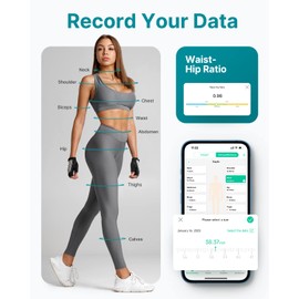 FITINDEX Cinta métrica inteligente para el cuerpo, cinta métrica FITINDEX para el cuerpo con aplicación, regla retráctil de doble escala con Bluetooth para pérdida de peso, fitness, culturismo, pantalla LCD digital, pulgadas y cm