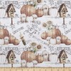 Springs Creative Harvest Pumpkin Farmhouse Fabric, White