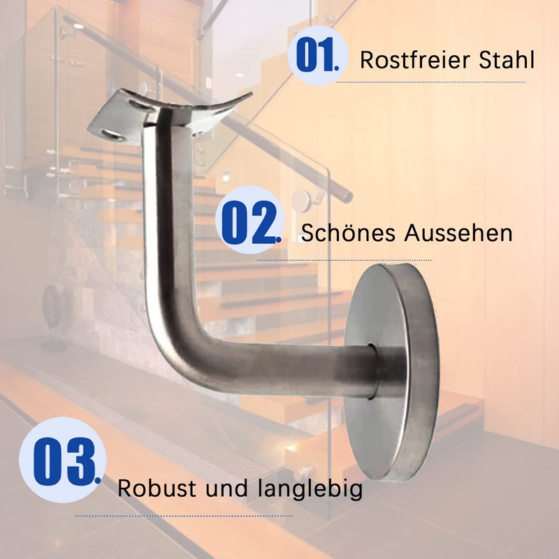 Handrail Holder, Stainless Steel Handrail Bracket, Handrail Attachment, for Stair