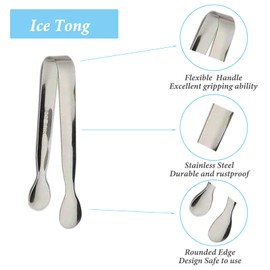 12PCS Ice Tongs Mini Sugar Tongs 4.25Inch Stainless Steel Small Serving Tong, Small Kitchen Tong for Appetizers,Tea Party, Coffee Bar, Desserts (Silver-12pcs)