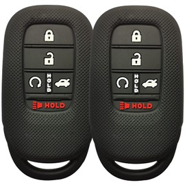 2Pcs Coolbestda Compatible with Honda 2022 2023 2024 2025 Civic Accord HR-V Pilot CR-V 5buttons Full-Covered Key Fob Cover Shell Keyless Entry Glove Holder Skin Case KR5TP-4 72147-T20-A11