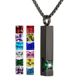YOUFENG Urn Necklaces for Ashes Birthstone Cube Urns for Human Ashes Memorial Cremation Urn Locket Keepsake Ashes Jewelry