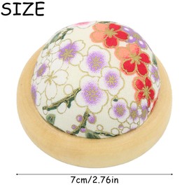 2 Pcs Wooden Base Pin Cushion, Portable Pin Cushions for Wrist Sewing, Vintage Printed Fabric Pincushions for Jewelry Quilting DIY Crafts