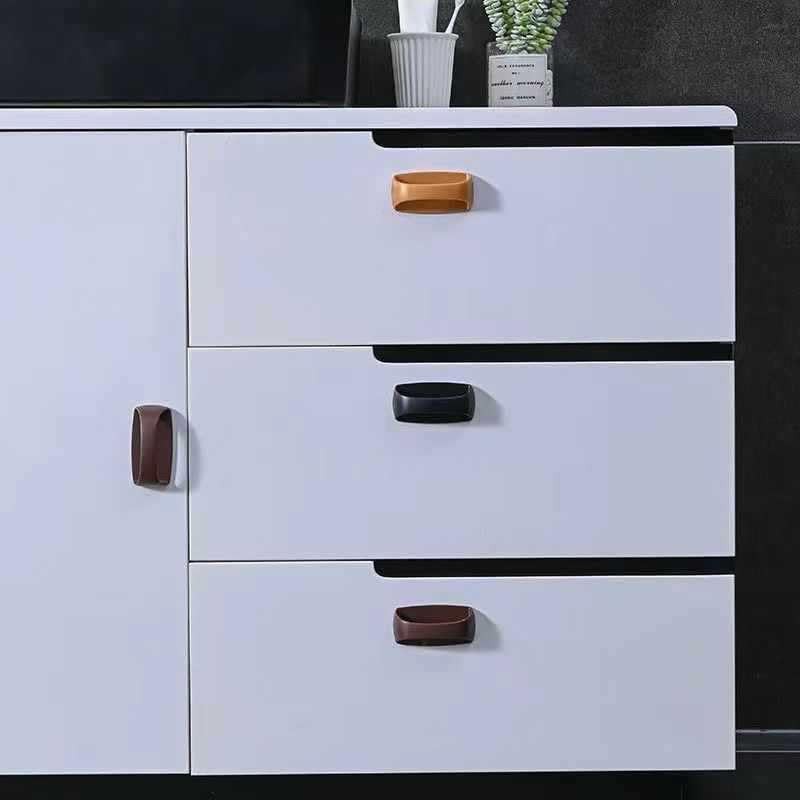 2Pcs White Self-Stick Instant Cabinet Handle Pulls Drawer Pull Helper