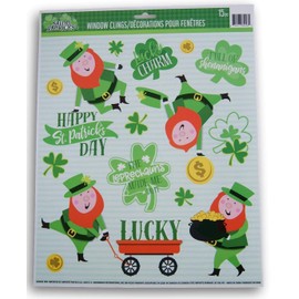 Greenbrier Holiday St. Patrick's Day Leprechauns and Shamrocks Window Clings - 15 Piece