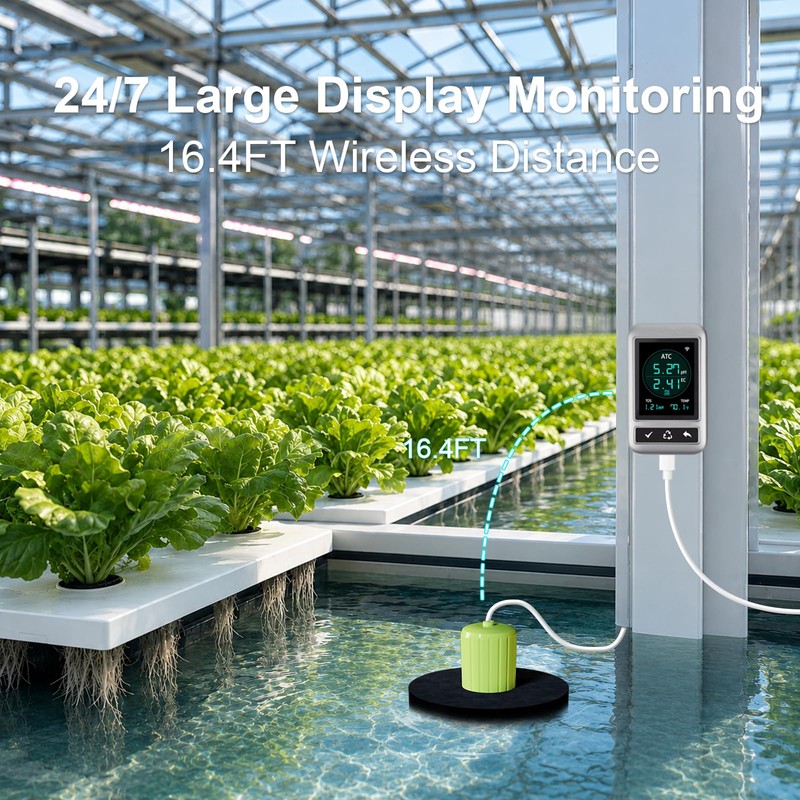 Kactoily Smart 4-in-1 WiFi Hydroponic Monitor, pH EC TDS Temp