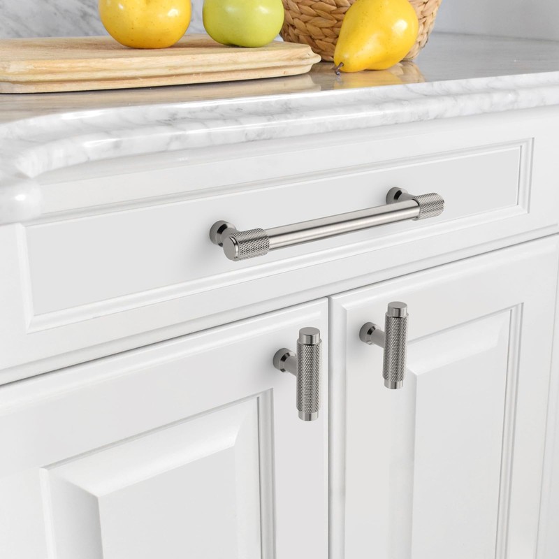 Asidrama 10 Pack Brushed Satin Nickel Kitchen Cabinet Knobs Square