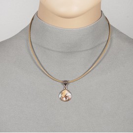 Boho Vintage Small Earth Tone Teardrop Pendant with Tan Leather Cord Necklace – Length Choices (16, copper, multi)