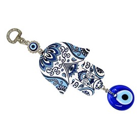 Jeannieparnell 094-3cm Lucky Evil Eye, Hamsa Hand Wall Hanging Gift for Protection & Good Luck