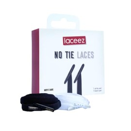 Laceez No Tie Shoe Laces for Men, Pair of Black & White Elastic Shoe Laces for Adults Sneakers Shoes for Comfort & Smart look X-Large (11-12.5)