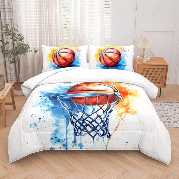RUPSLO 5 Pieces Basketball Comforter Set Boys,Full Comforter Bedding Set