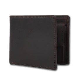 Kameto Bag Manufacturing Men's Wallet, Compact, Large Capacity, Leather, Genuine Leather, Coin Purse, Card, Mini Wallet, Small, Lightweight, Leather, dark brown