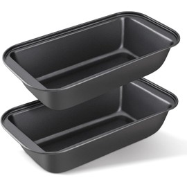 MYAIOL Molde para Pan Antiadherente 2 piezas, Moldes para Hornear de Acero al Carbono Premium, Ideal Moldes para Postres, Pasteles, Panque, 25.5 * 13 * 5.8 cm (NEGRO)