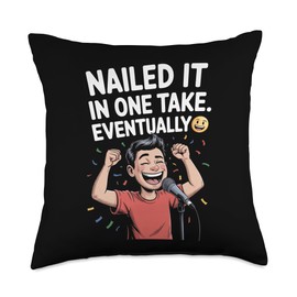 Nailed It in One Take Voice Actor Recording Humor Throw Pillow