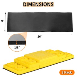 OULEME 26x9 Heavy Duty Rubber Mat, Anti-Slip Rubber Pad for RV Leveling Blocks/Ramp/Leveler (2 Pack)