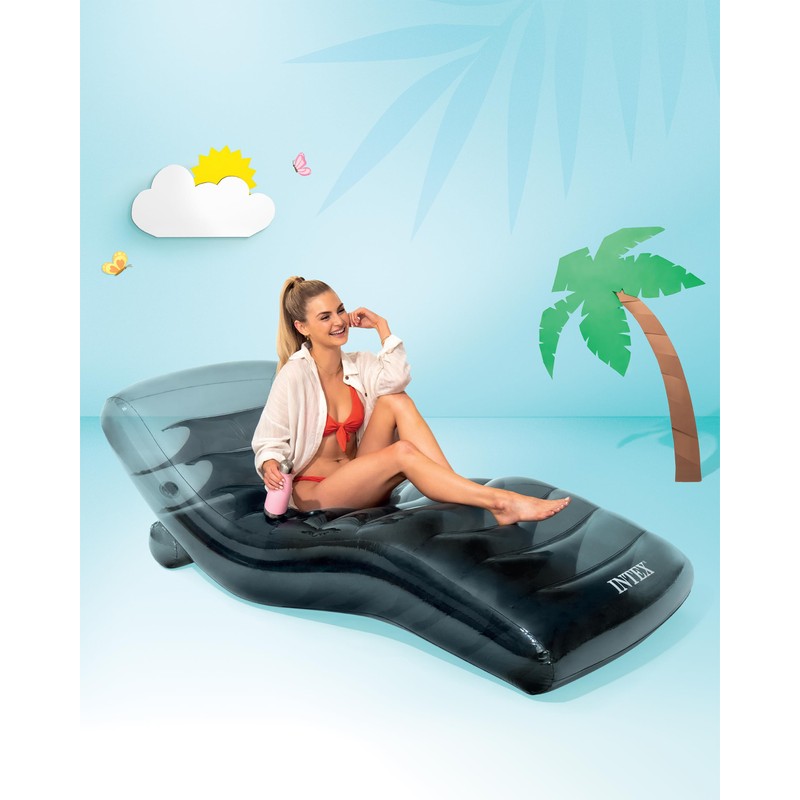 INTEX 56875EP Inflatable Cool Grey Lounge: Contoured Design – Built-in