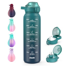 SLUXKE Insulated water bottle with Straw and Chug Lids, 18/10 Stainless Steel 24oz Water Bottle BPA Free, Double Wall Vacuum Wide Mouth Insulated Water Bottle for Men, Women & Kids BLUE BLUE