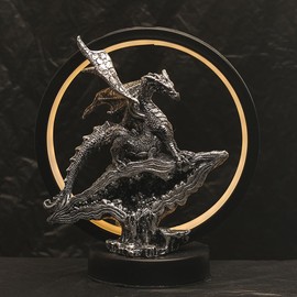 Hmusnwo Dragon-Figurine Lamp Decor-Light Stuff Gifts - Light Up LED Collectible Rock Dragon Statue Home Décor 8" H