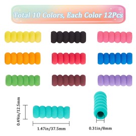 GORGECRAFT 120PCS 10 Colors Soft Foam Pencil Holder Grips Painting Pen Grippers Pencil Cushions Holders Writing Drill Pen Gripper Aid Comfort Point Drill Pen Sleeve Posture Correction Tool for Adults