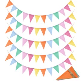 5 Stück Mehrfarbige Wimpelkette Outdoor Wetterfest,Dreieck Flaggen,Deko für Einschulung Geburtstag,Hochzeit,Kinderzimmer (Bunt)