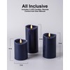 Velsyn Navy Blue Flameless Candles with Remote and Timer, Real
