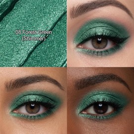 Erinde Sombra de Ojos en Barra Resistente al Agua Glitter, Lápiz de Ojos Color Nude Cremoso, De Larga Duración y Fácil de Difuminar, Maquillaje de Ojos Brillante y Muy Pigmentado Para Mujer,#08 Verd