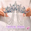 JAKAWIN Rhinestone Wedding Tiaras and Crowns Tassel Crystal Bridal Headpiece