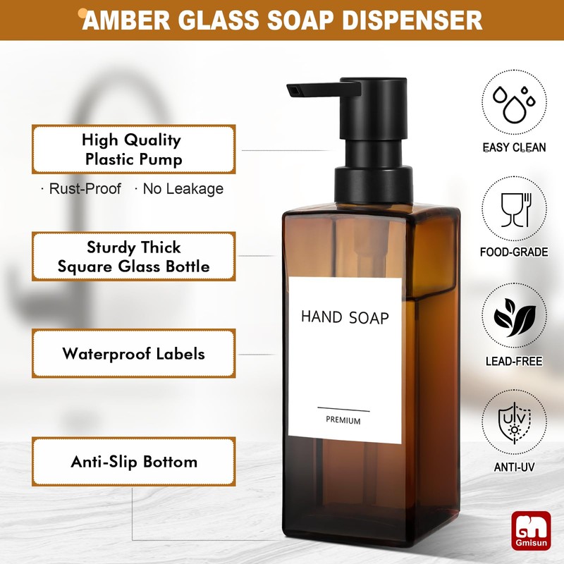 GMISUN Dish Soap Dispenser, 12 Fl oz / 350 ml