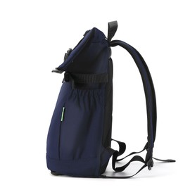 ECO CHIC Waterproof Recycled Canvas Roll Top Backpack (Navy)