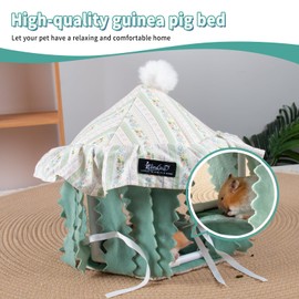 Guinea Pig Hideout Chic Circus Guinea Pig Bed Hideaway Hut, Soft Cozy Rabbit House Chinchilla Tent Breathable Hedgehog Beds Bunny Houses and Hideouts, Four-Sided Tassel Small Animal Bed