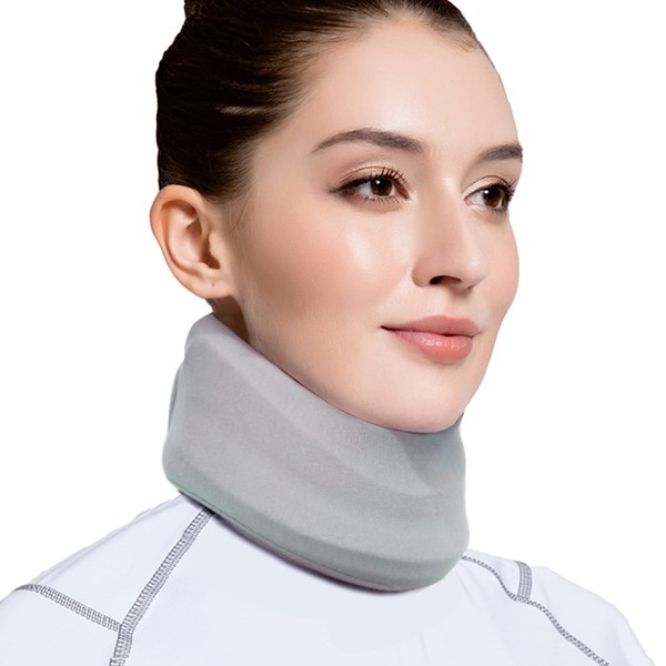 VELPEAU Foam Neck Brace - Soft Cervical C Collar Support Office For Neck Pain Relief - Vertebrae Whiplash Wrap Aligns, Stabilizes & Relieves Pressure in Spine for Women & Men(Stabilized Version S-3.5”)
