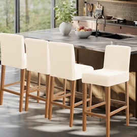 FUANGUI Bar Stool Covers Set of 4, Stretch Removable Bar Stool Seat Covers with Backs Slipcovers, Bar Chair Covers Square for Kitchen Dining Room Cafe