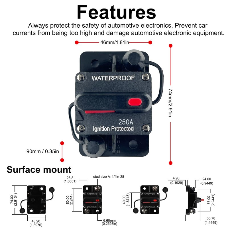 Xipupoo 250 Amp Circuit Breaker 12V - 48V DC with