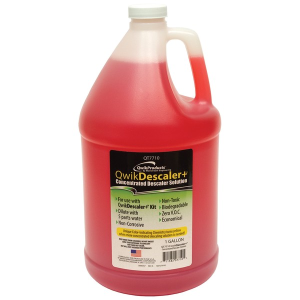 QwikDescaler+ Concentrated Descaler Solution | Descaling Solvent Quickly Dissolves Scale, Lime, Rust, and Other Water-Formed Deposits | for Heat Exchangers, Heaters, Tankless Water Heaters, 1 Gallon