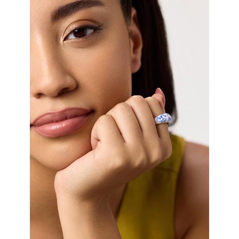 Ana Luisa Enamel Ring - Wrenley Marble Blue - Size: