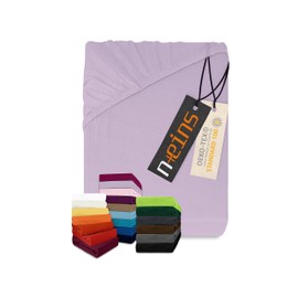 npluseins Classic Jersey Fitted Sheet – Many Colours + Sizes – 100% Cotton 159.192, 80-90 x 190 cm, Lilac