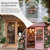 PASDUCHAS Front Door Welcome Sign, Rustic Round Wreath Colourful Floral