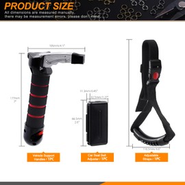 Rustark 3Pcs Car Door Grab Handle and Strap Tool Kit, Including Car Handle Assist for Elderly, Automotive Grab Handles and Car Seat Belt Adjuster for Elderly Seniors Car Convenience Security